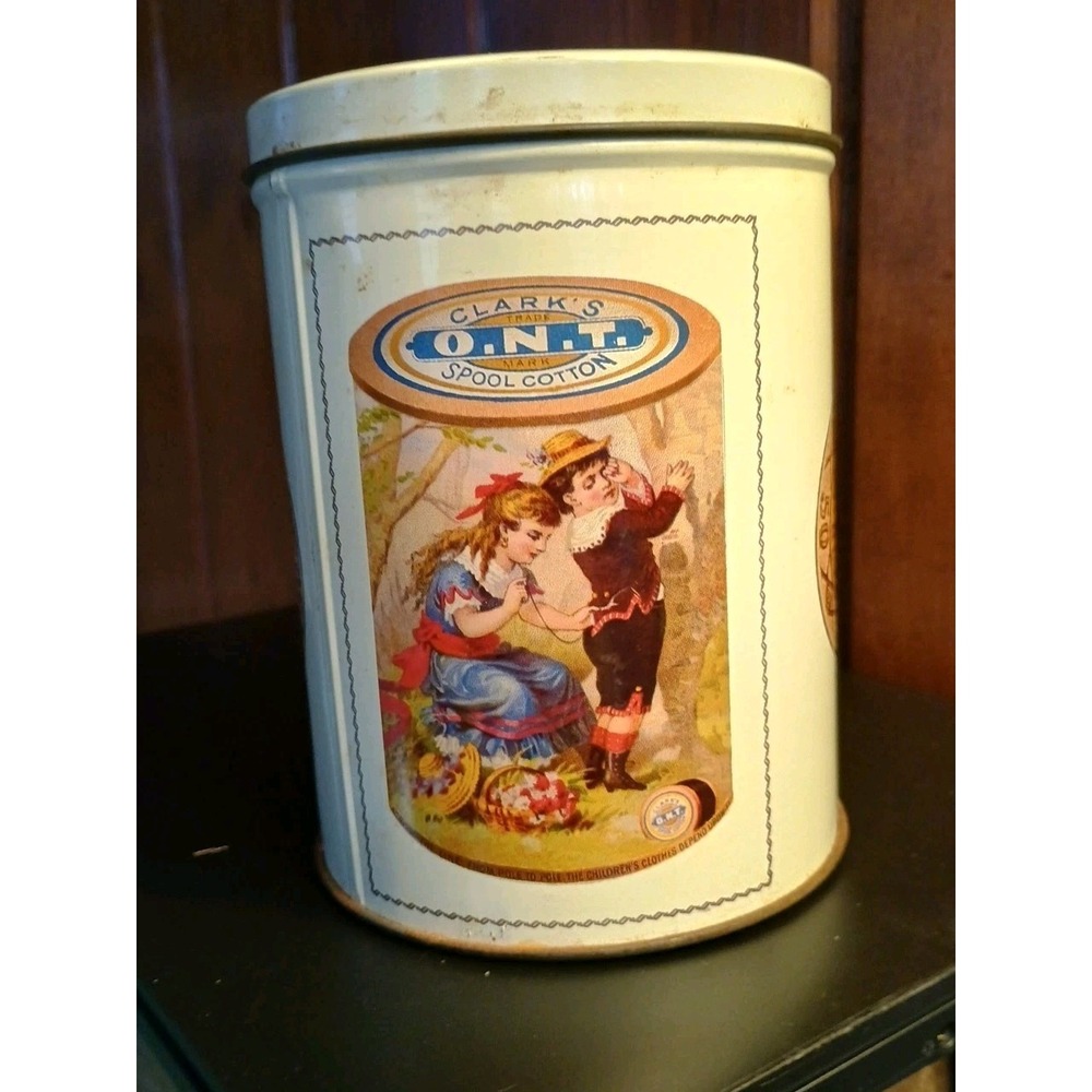 Vintage Tin Can Clark's O.N.T. Spool Cotton Design from Collection Coats & Clark